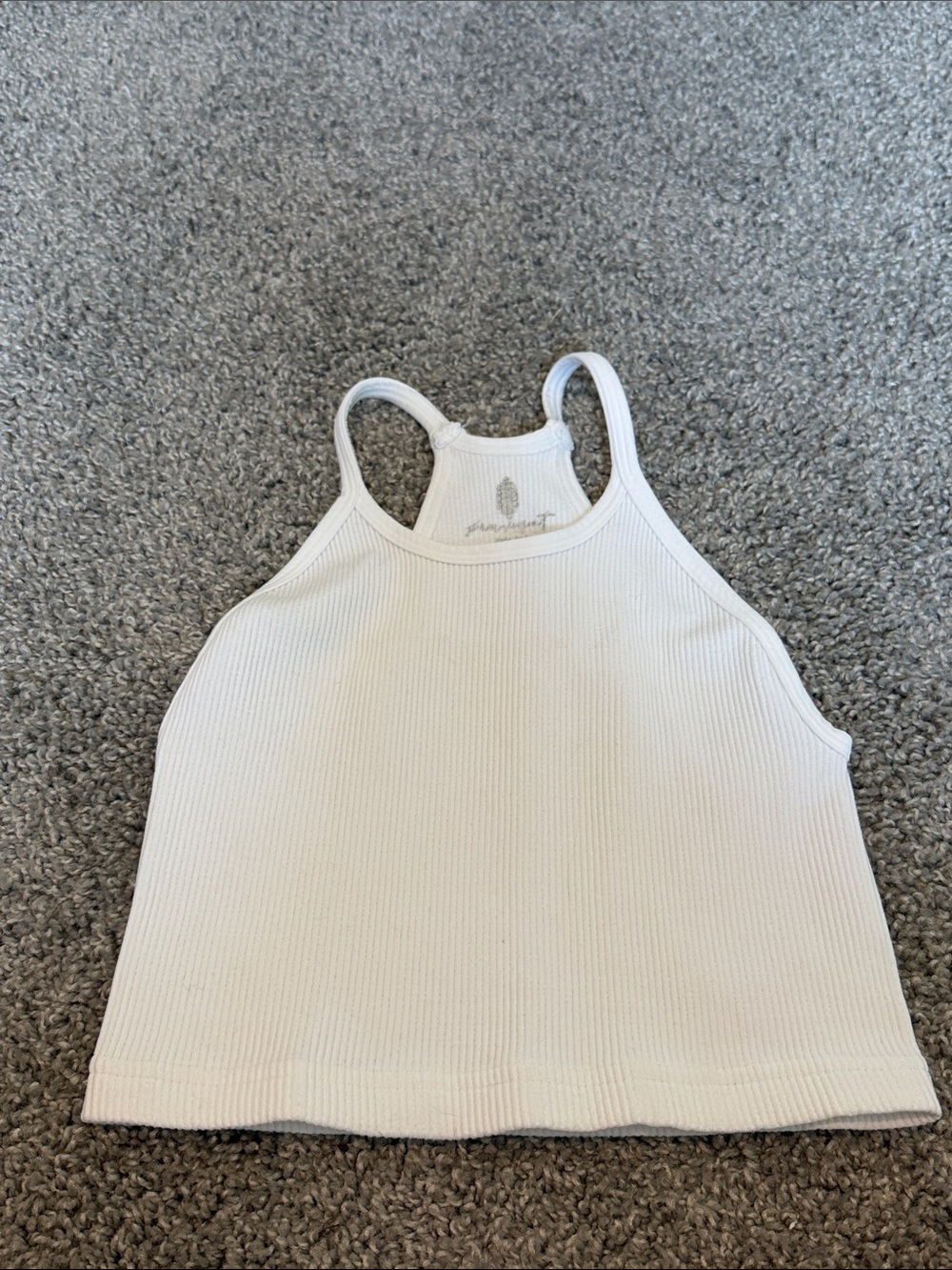 FP Movement by Free People Cream Ribbed High-Neck Tank